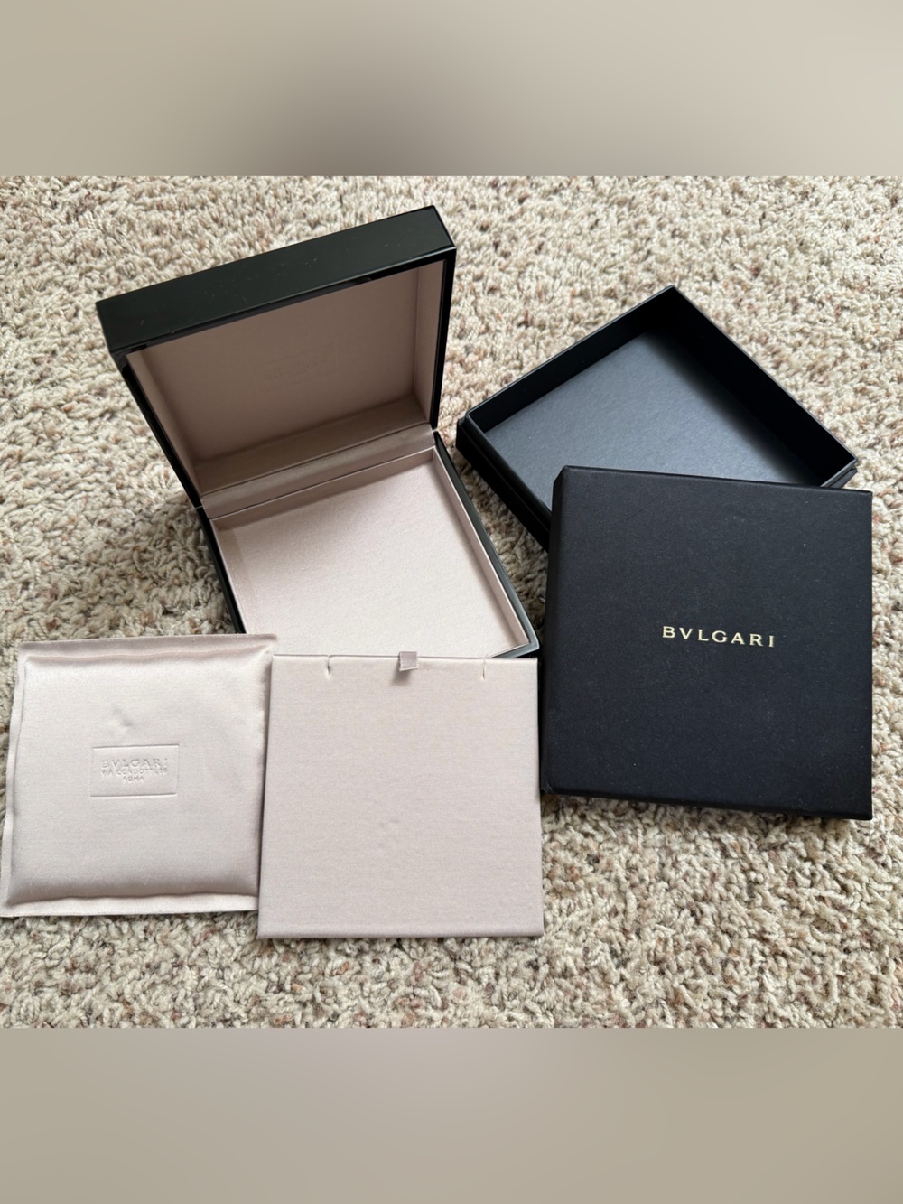 Authentic BVLGARI Jewelry Presentation Box Set Satin Outer Box